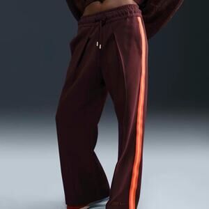 Naomi Osaka Women's High-Waisted Loose Knit Trousers Burgundy FV7798-652 Size XL